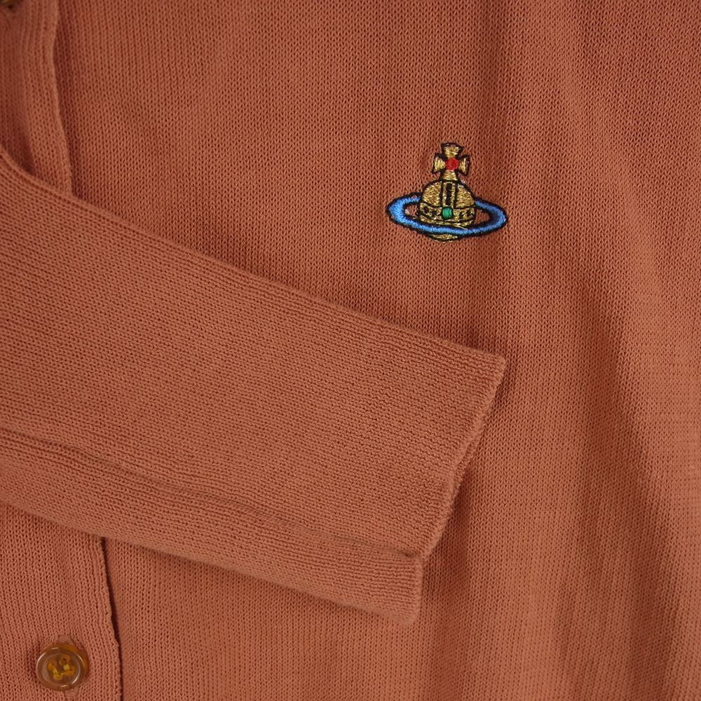 Vivienne Westwood ヴィヴィアンウエストウッド コットン オーブ ORB 刺繍 カーディガン イタリア製 オレンジ系 M【中古】