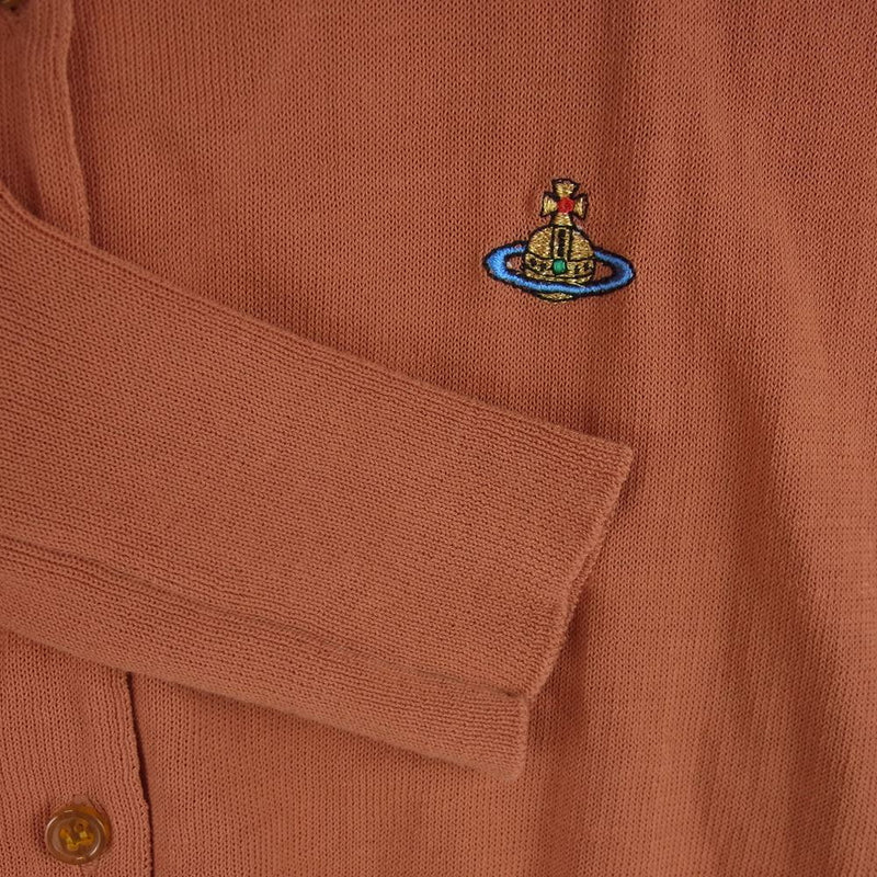 Vivienne Westwood ヴィヴィアンウエストウッド コットン オーブ ORB 刺繍 カーディガン イタリア製 オレンジ系 M【中古】