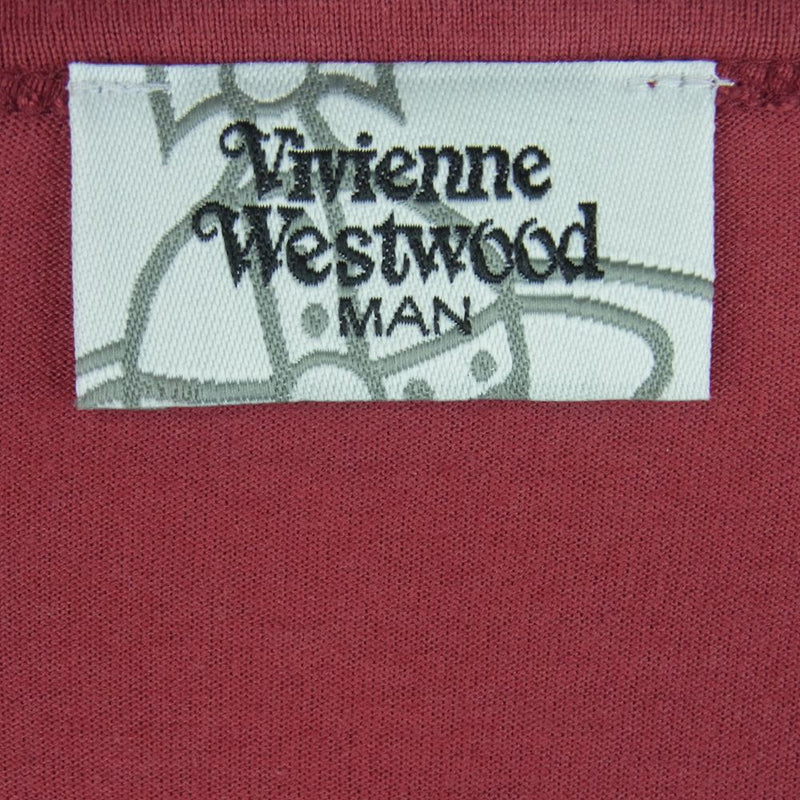 Vivienne WestwoodMAN ヴィヴィアンウエストウッドマン VW-LP-86397 オーブ ORB 刺繍 ラビット プリント オーバーサイズ Tシャツ ワインレッド系 550 F【中古】
