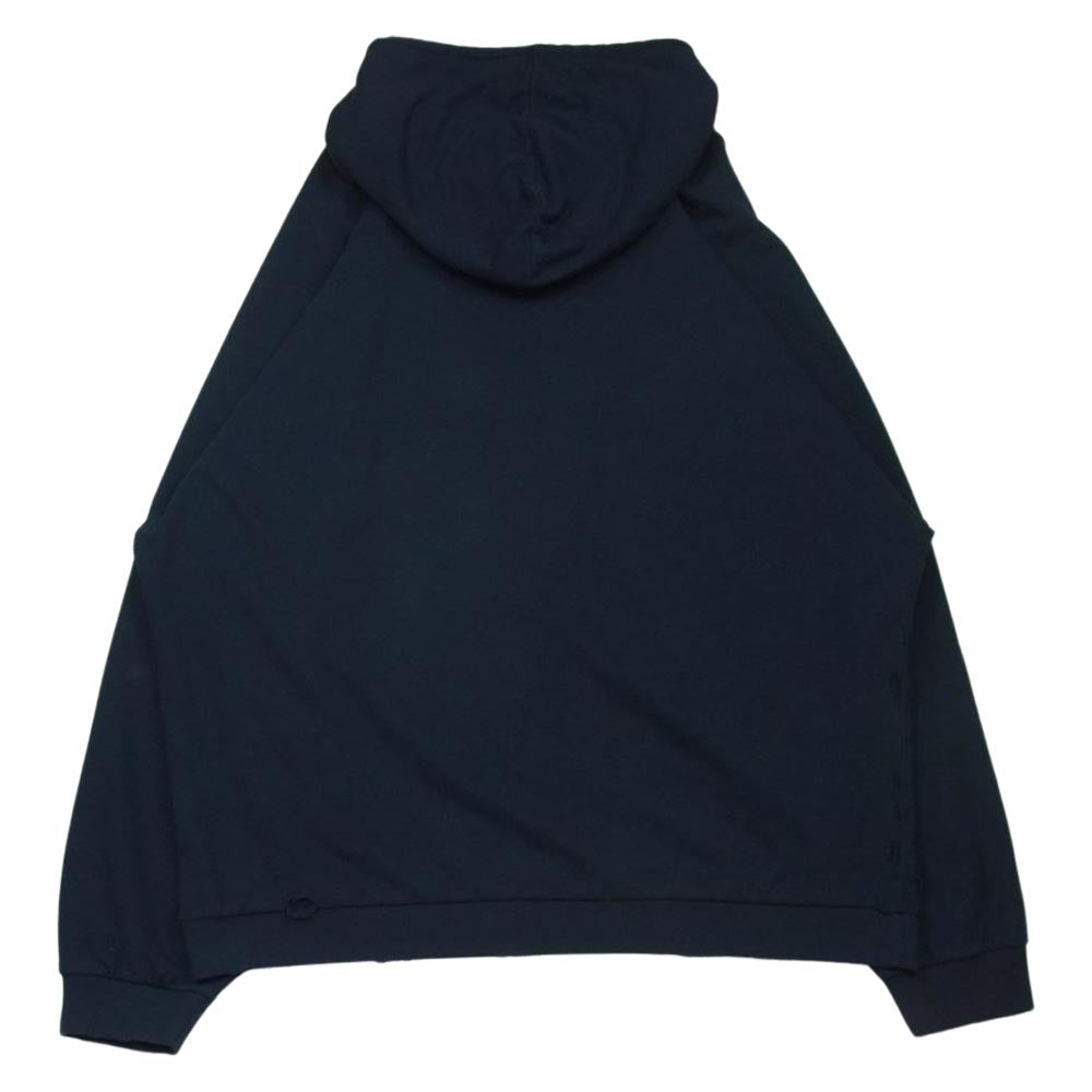 RAF SIMONS ラフシモンズ 22SS 221-M178 DESTROYED OVERSIZED HOODIE NAVY デストロイ加工 オーバーサイズ フーディ スウェット パーカー ダークネイビー系 S【中古】