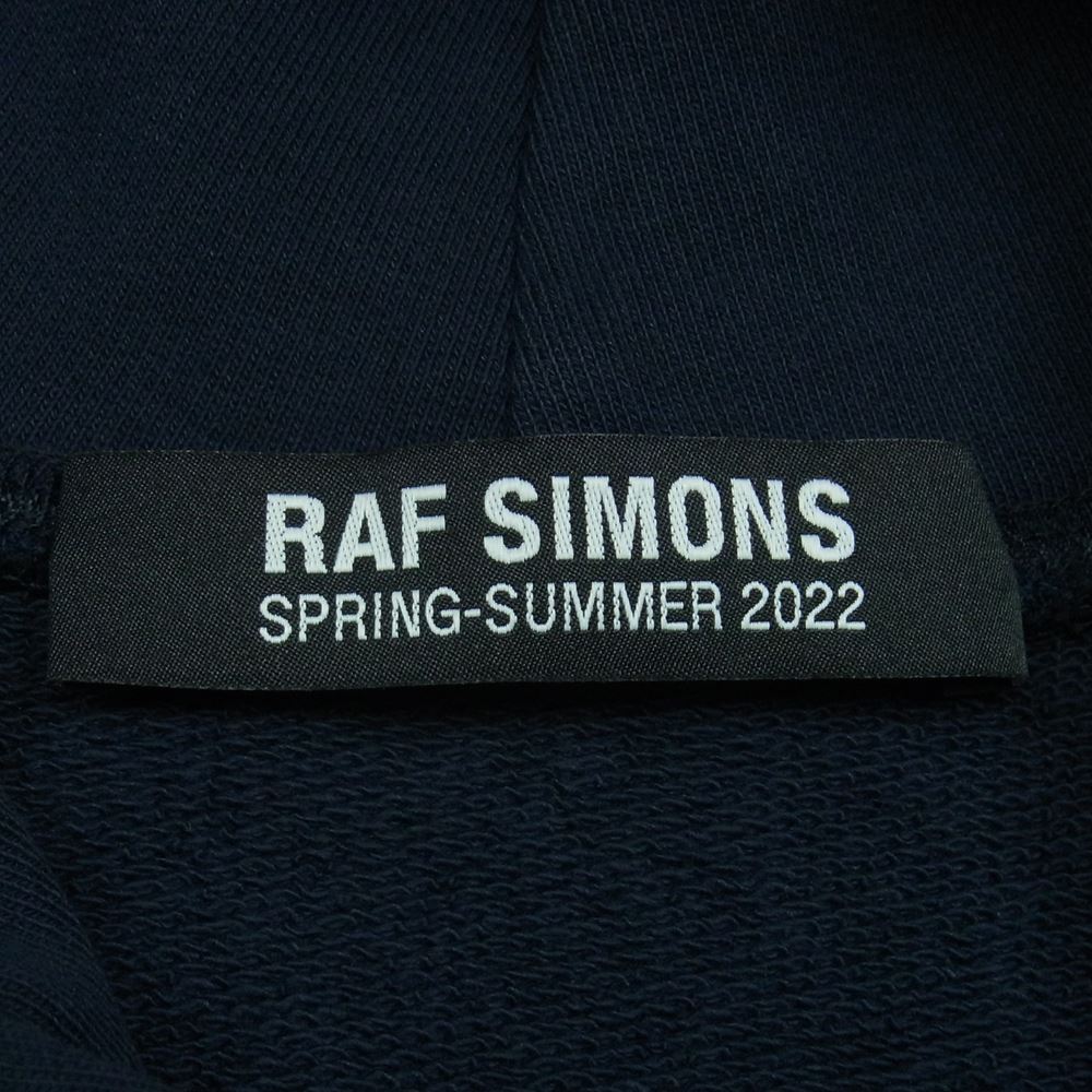 RAF SIMONS ラフシモンズ 22SS 221-M178 DESTROYED OVERSIZED HOODIE NAVY デストロイ加工 オーバーサイズ フーディ スウェット パーカー ダークネイビー系 S【中古】