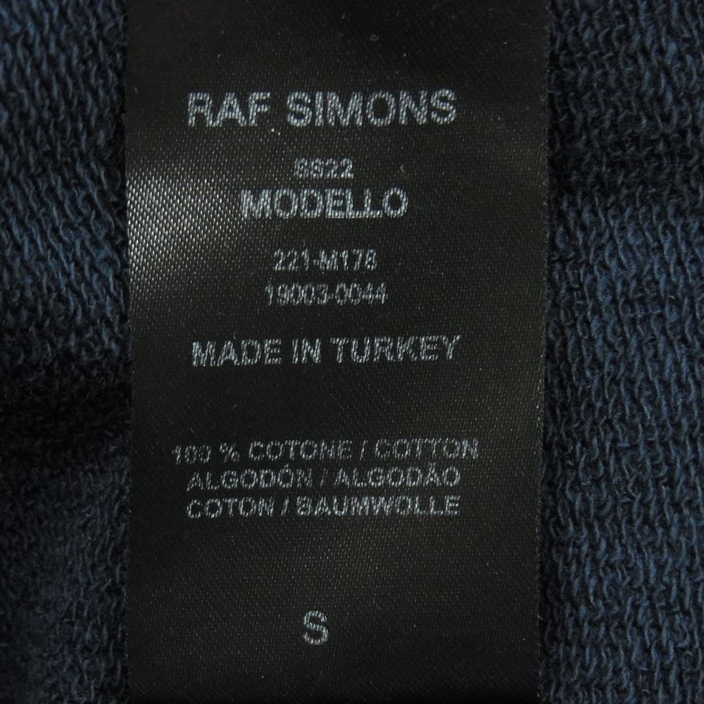 RAF SIMONS ラフシモンズ 22SS 221-M178 DESTROYED OVERSIZED HOODIE NAVY デストロイ加工 オーバーサイズ フーディ スウェット パーカー ダークネイビー系 S【中古】