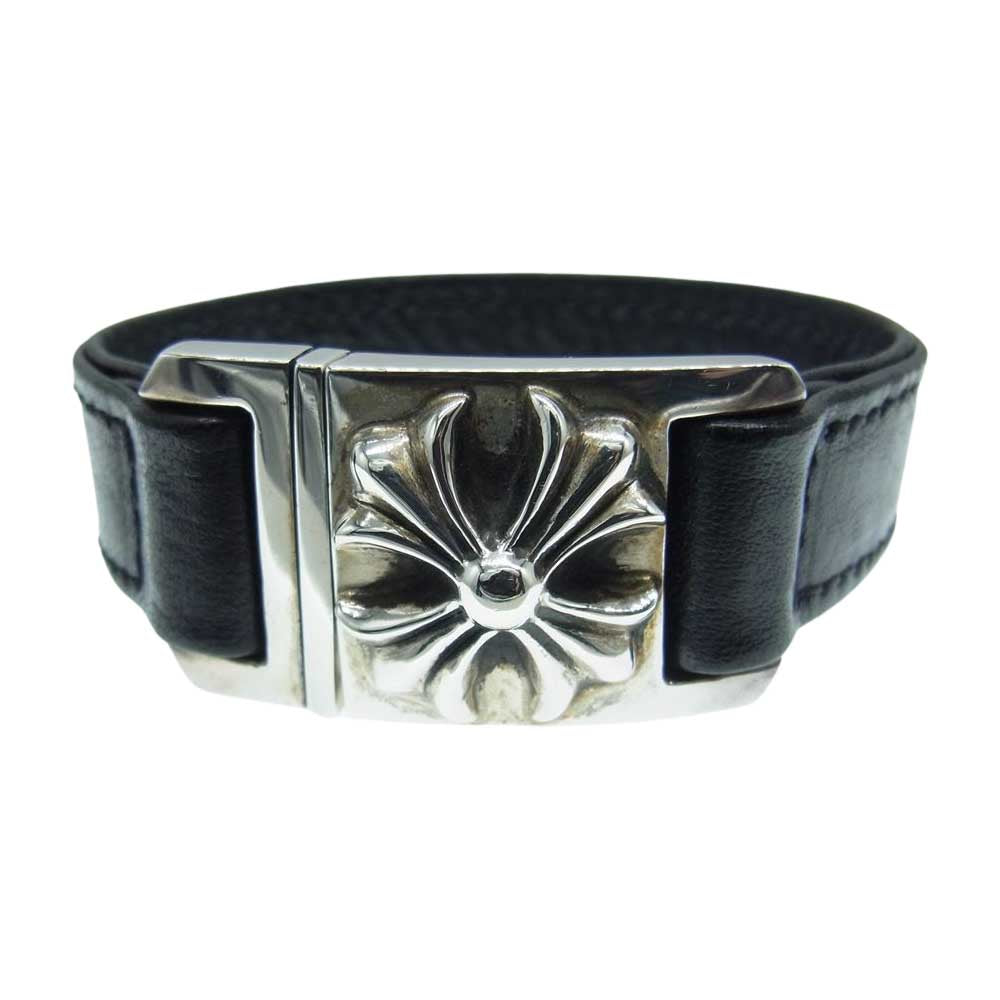 CHROME HEARTS クロムハーツ（原本有） HARNESS CLASP ハーネス クラスプ レザー ブレスレット ブラック系 シルバー系 7【中古】