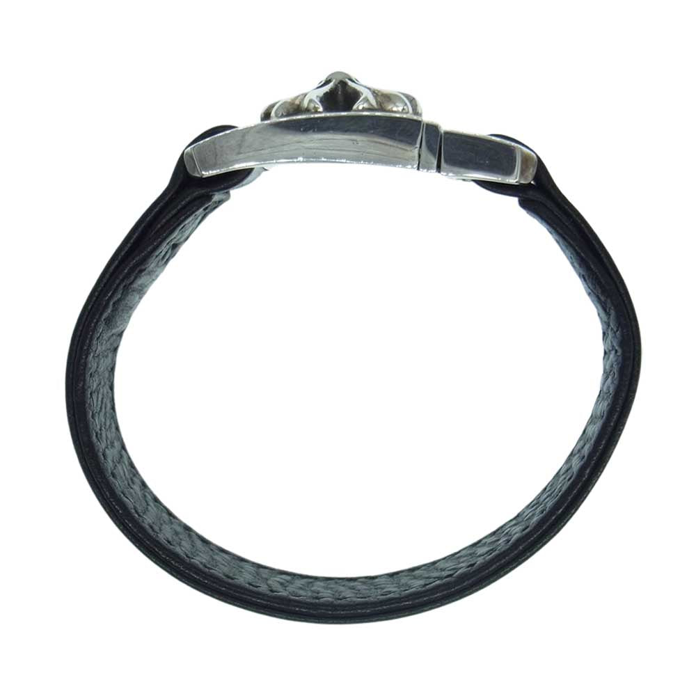 CHROME HEARTS クロムハーツ（原本有） HARNESS CLASP ハーネス クラスプ レザー ブレスレット ブラック系 シルバー系 7【中古】
