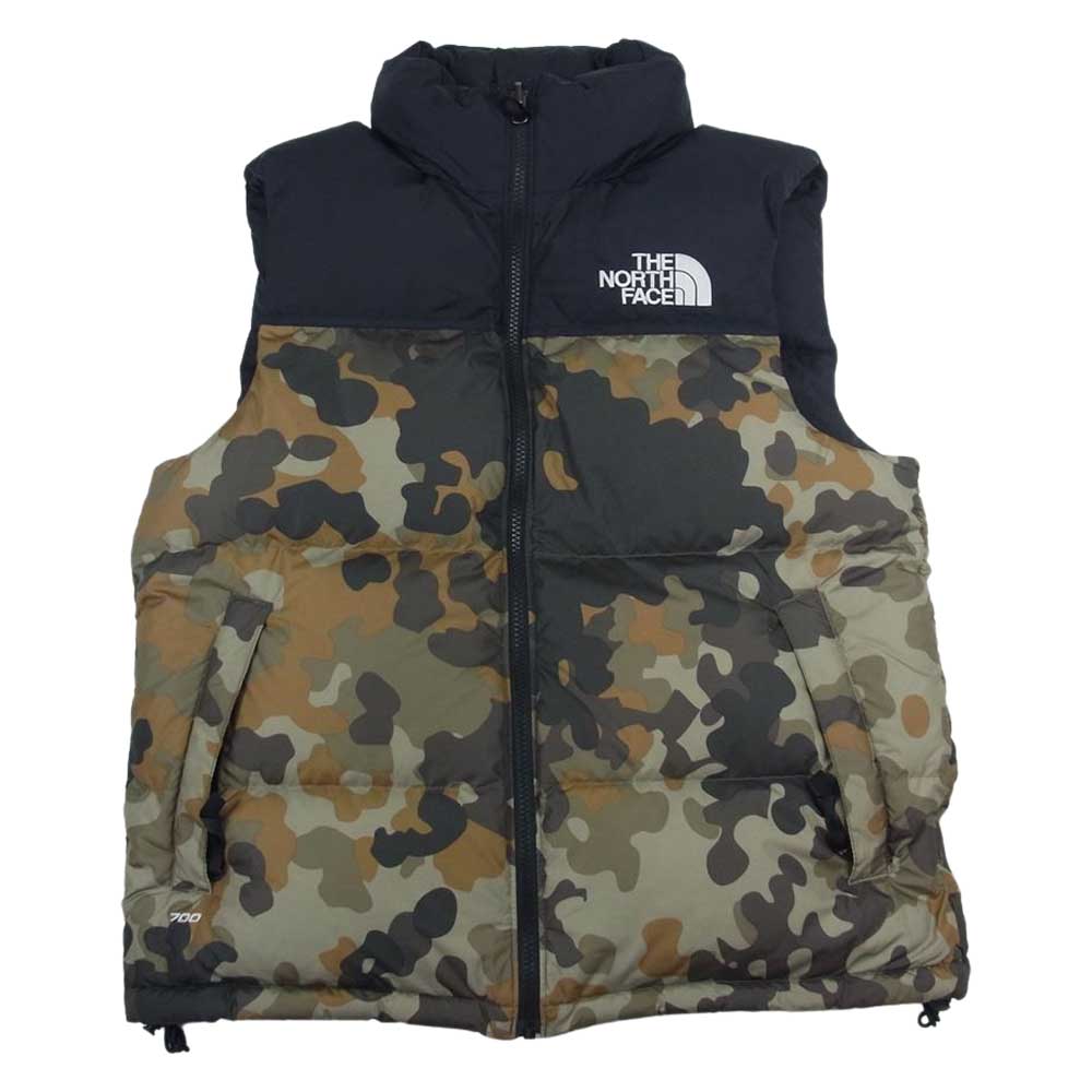 THE NORTH FACE ノースフェイス T93MIY 1996 Seasonal Nuptse 700 FILL POWER ヌプシ ダウン ベスト 迷彩 カモフラ カーキ系 S【中古】