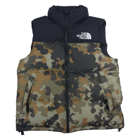 THE NORTH FACE ノースフェイス T93MIY 1996 Seasonal Nuptse 700 FILL POWER ヌプシ ダウン ベスト 迷彩 カモフラ カーキ系 S【中古】