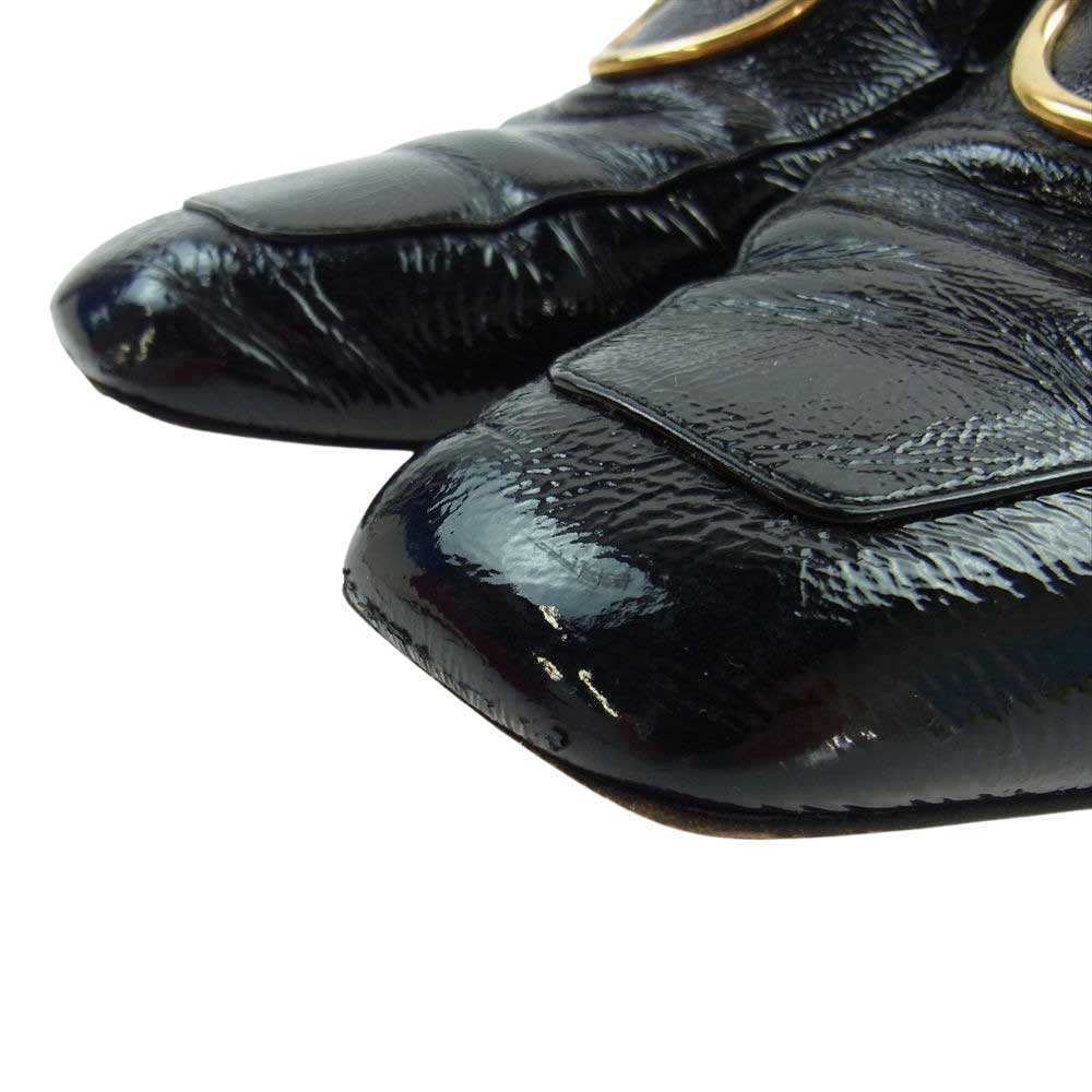 Salvatore Ferragamo サルヴァトーレフェラガモ スクエアトゥ レザー パンプス  ブラック系 ゴールド系 8c【中古】