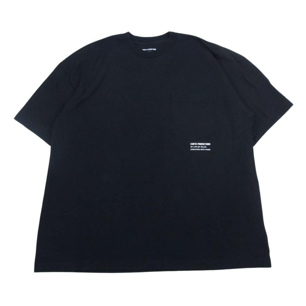 COOTIE クーティー ロゴ ポケット クルーネック 半袖 Tシャツ TEE ブラック系 S【中古】