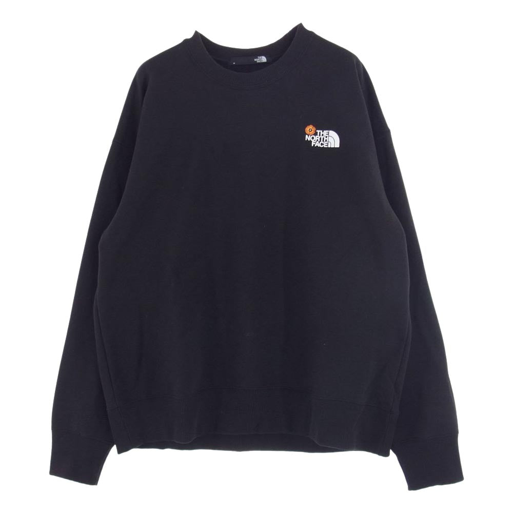 THE NORTH FACE ノースフェイス NT12337 Flower Logo Crew フラワーロゴ クルー ネック スウェット ブラック系  M【中古】