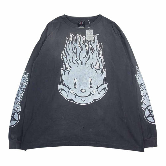 セントマイケル 23SS SM-S23-0000-026 Fire Baby L/S Tee ファイア ベイビー プリント 長袖 Tシャツ グレー系 XXL【中古】