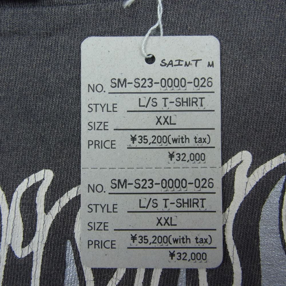 セントマイケル 23SS SM-S23-0000-026 Fire Baby L/S Tee ファイア ベイビー プリント 長袖 Tシャツ グレー系 XXL【中古】