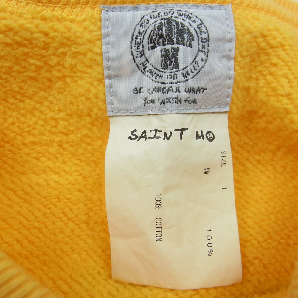 セントマイケル 21SS SM-S21-0000-023 Smile Raglan Sweat Shirt スマイル ラグラン スウェット シャツ クルーネック トレーナー イエロー系 L【中古】