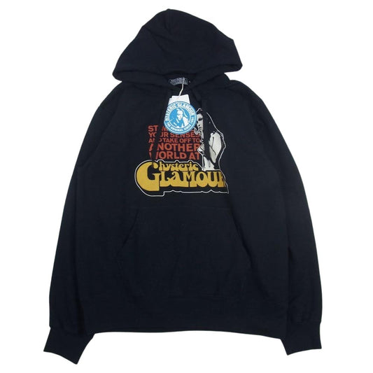 HYSTERIC GLAMOUR ヒステリックグラマー 02231CF02 SMOKING GIRL ガール プリント プルオーバー パーカー ブラック系 L【新古品】【未使用】【中古】