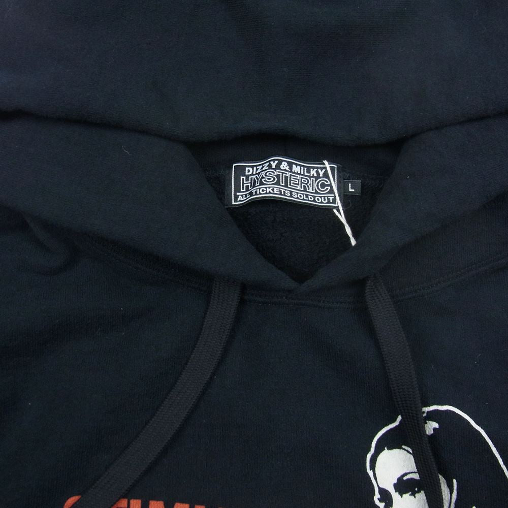 HYSTERIC GLAMOUR ヒステリックグラマー 02231CF02 SMOKING GIRL ガール プリント プルオーバー パーカー ブラック系 L【新古品】【未使用】【中古】