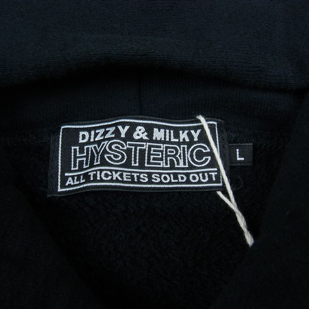 HYSTERIC GLAMOUR ヒステリックグラマー 02231CF02 SMOKING GIRL ガール プリント プルオーバー パーカー ブラック系 L【新古品】【未使用】【中古】