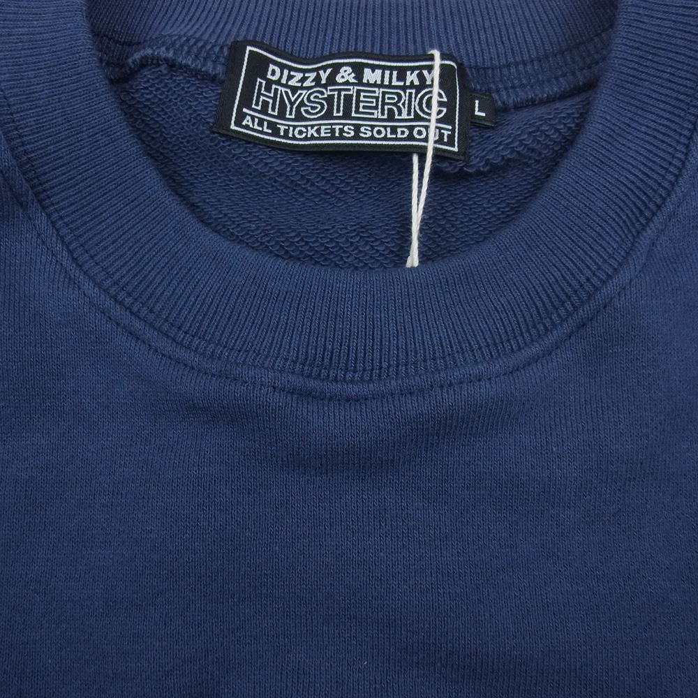 HYSTERIC GLAMOUR ヒステリックグラマー 02231CS07 VIXEN GIRL ガール 刺繍 スウェット クルーネック ネイビー系 L【新古品】【未使用】【中古】
