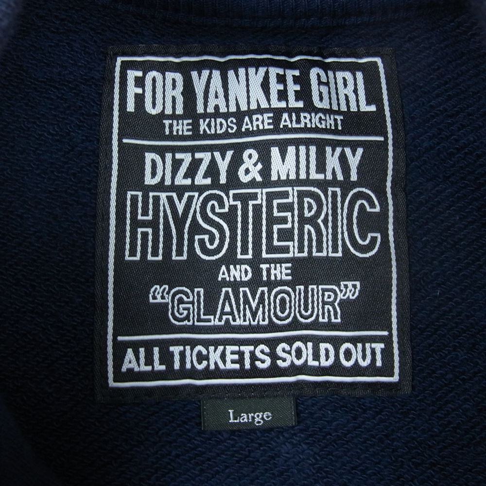 HYSTERIC GLAMOUR ヒステリックグラマー 02231CJ01 DEVIL MADE ME DO IT ジャンパー プリント スウェット スタジアム ジャケット スタジャン ネイビー系 L【極上美品】【中古】