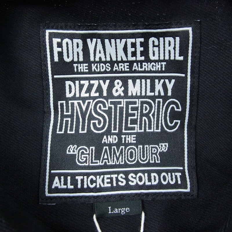 HYSTERIC GLAMOUR ヒステリックグラマー 02231AB07 UNTAMED YOUTH バックプリント トラッカー ジャケット ブラック系 L【新古品】【未使用】【中古】