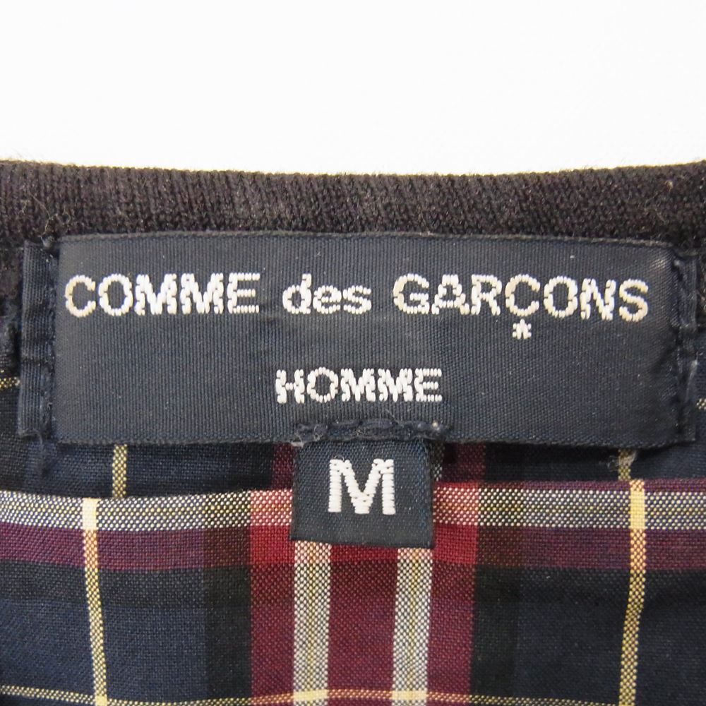 COMME des GARCONS HOMME コムデギャルソンオム AD2009 HD-T011 裏地チェック クルーネック セーター ニット ブラック系 M【中古】