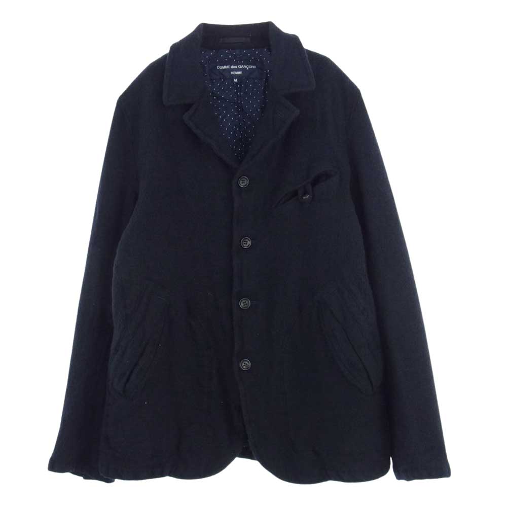 COMME des GARCONS HOMME コムデギャルソンオム AD2012 HJ-J038 裏地ドット ウール縮絨 ジャケット ネイビー系 M【中古】