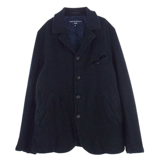 COMME des GARCONS HOMME コムデギャルソンオム AD2012 HJ-J038 裏地ドット ウール縮絨 ジャケット ネイビー系 M【中古】
