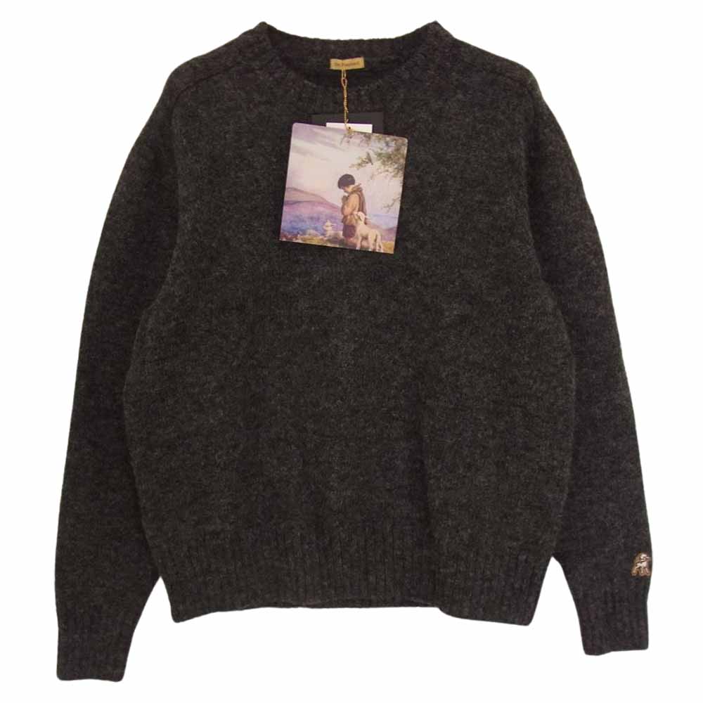 UNDERCOVER アンダーカバー 18AW USV4901 the Shepherd ザ シェパード 袖パッチ 刺繍 ローゲージラグランクルーニット チャコール系 2【極上美品】【中古】