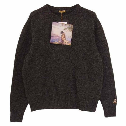 UNDERCOVER アンダーカバー 18AW USV4901 the Shepherd ザ シェパード 袖パッチ 刺繍 ローゲージラグランクルーニット チャコール系 2【極上美品】【中古】