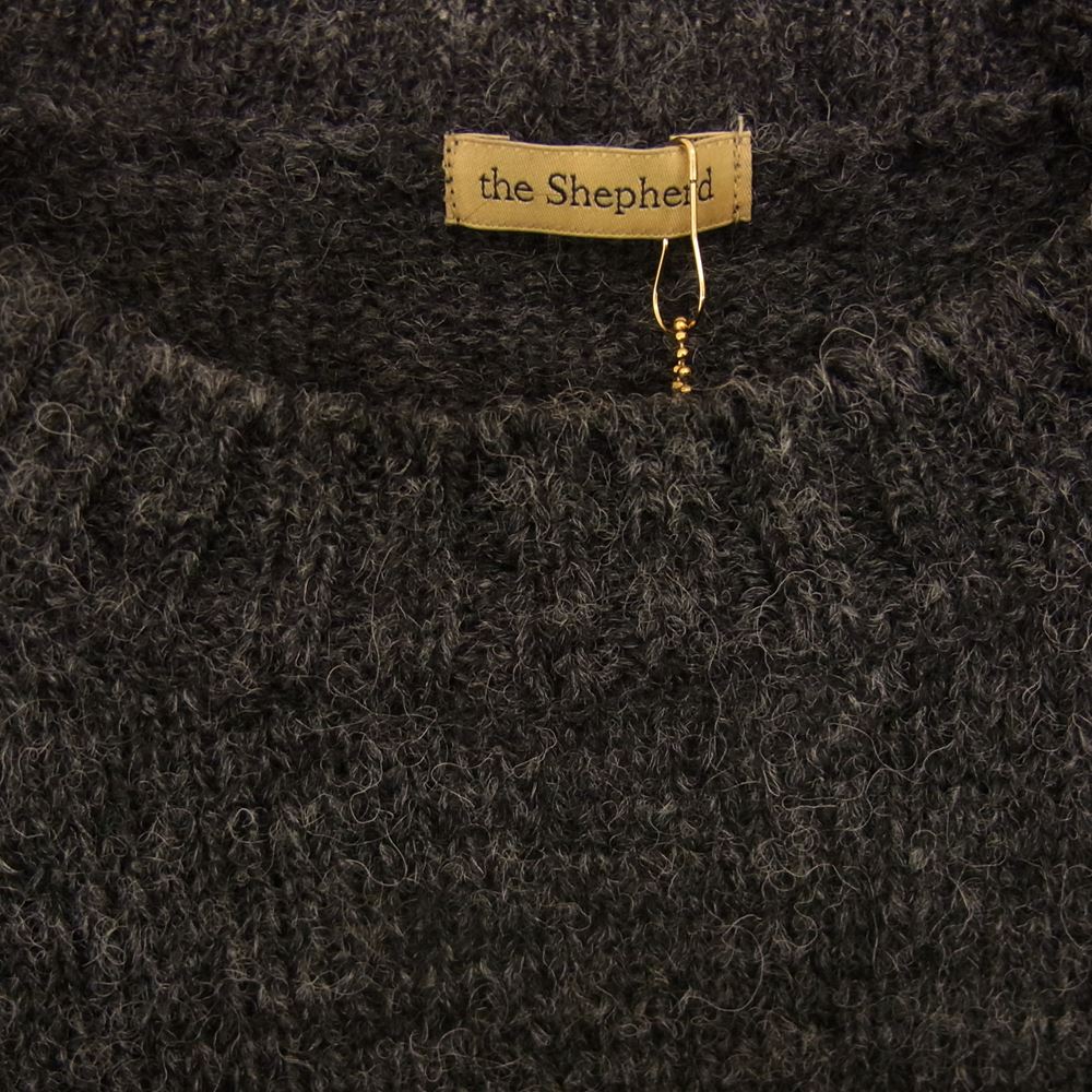 UNDERCOVER アンダーカバー 18AW USV4901 the Shepherd ザ シェパード 袖パッチ 刺繍 ローゲージラグランクルーニット チャコール系 2【極上美品】【中古】