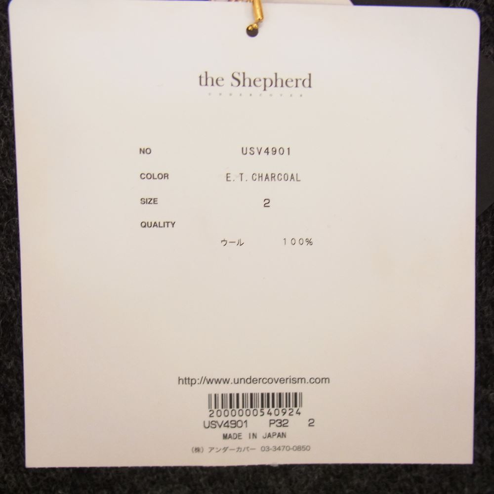 UNDERCOVER アンダーカバー 18AW USV4901 the Shepherd ザ シェパード 袖パッチ 刺繍 ローゲージラグランクルーニット チャコール系 2【極上美品】【中古】