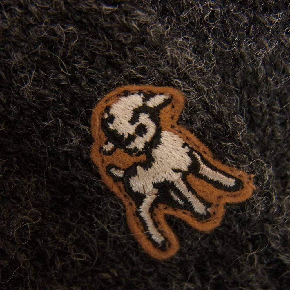 UNDERCOVER アンダーカバー 18AW USV4901 the Shepherd ザ シェパード 袖パッチ 刺繍 ローゲージラグランクルーニット チャコール系 2【極上美品】【中古】