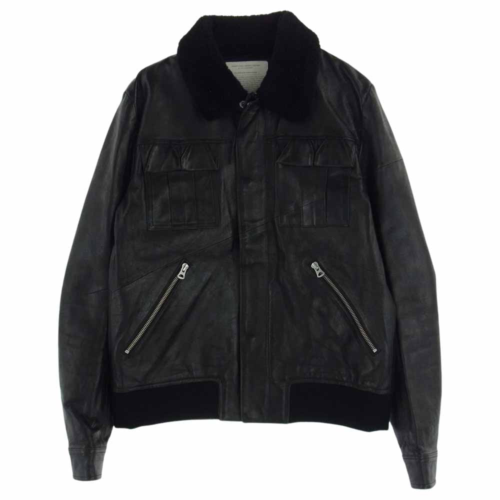 UNDERCOVER アンダーカバー 10-11AW F4209 undercoverism アンダーカバイズム 羊革 ラムレザー スクラッチ加工 襟ボア ジャケット ブルゾン ブラック系 2【中古】