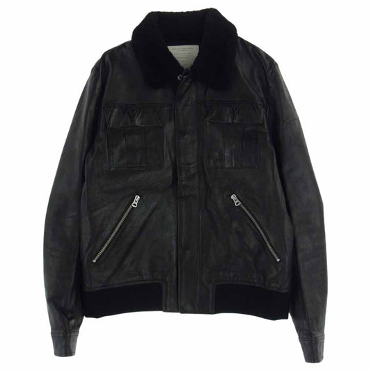 UNDERCOVER アンダーカバー 10-11AW F4209 undercoverism アンダーカバイズム 羊革 ラムレザー スクラッチ加工 襟ボア ジャケット ブルゾン ブラック系 2【中古】