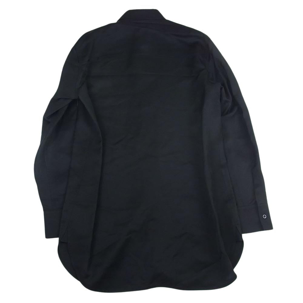 JIL SANDER ジルサンダー HS JM ZI 7121 国内正規品 7 DAYS SHIRTS Friday P.M シルク混レーヨン ロールタブ 長袖  シャツ ブラック系 38/15【美品】【中古】