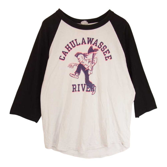 TENDERLOIN テンダーロイン CAHULAWASSE RIVER プリント ラグラン シャツ ブラック系 XL【中古】