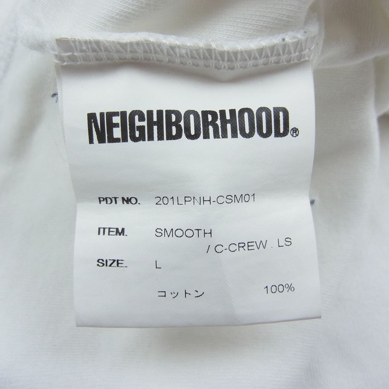 NEIGHBORHOOD ネイバーフッド 20SS 201LPNH-CSM01 SMOOTH/C-CREW.LS 長袖 Tシャツ ロンT ホワイト系 L【中古】