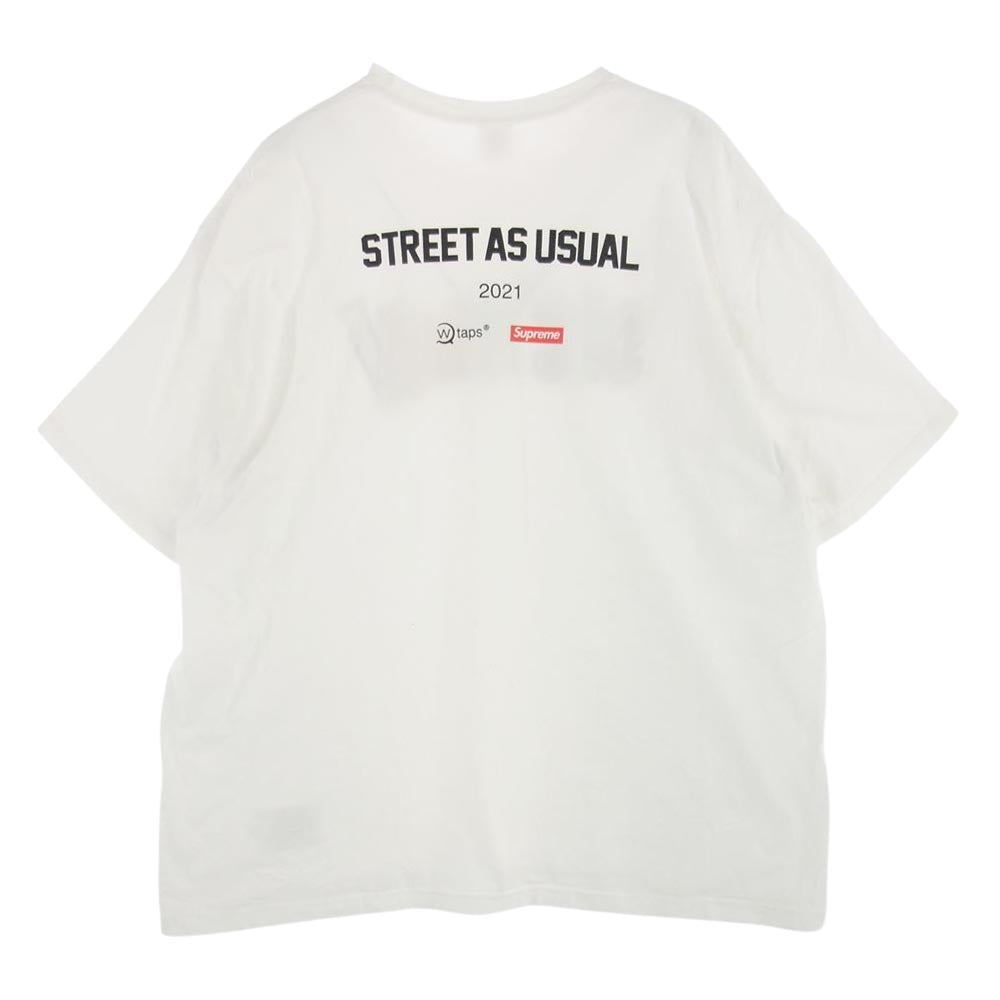 Supreme シュプリーム 21AW × WTAPS ダブルタップス SIC'EM!! 半袖 Ｔシャツ ホワイト系 XXL【中古】