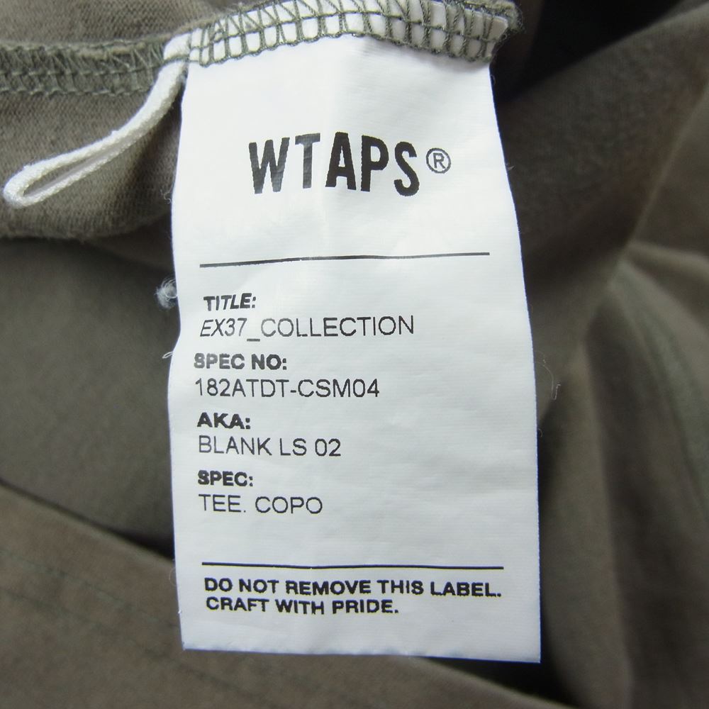 WTAPS ダブルタップス  182ATDT-CSM04 BLANK LS 02/TEE.COPO ブランク ロング スリーブ Tシャツ ロンT オリーブ カーキ系 4【中古】