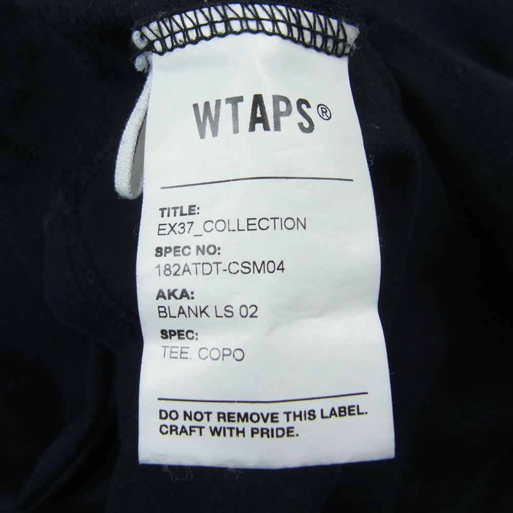 WTAPS ダブルタップス  182ATDT-CSM04 BLANK LS 02/TEE.COPO ブランク ロング スリーブ Tシャツ ロンT ブラック  ブラック系 4【中古】