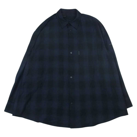N.HOOLYWOOD エヌハリウッド 21AW 2212-SH25-010 FLARE SHIRT フレア オンブレ チェック シャツ 長袖 ダークネイビー系 42【中古】
