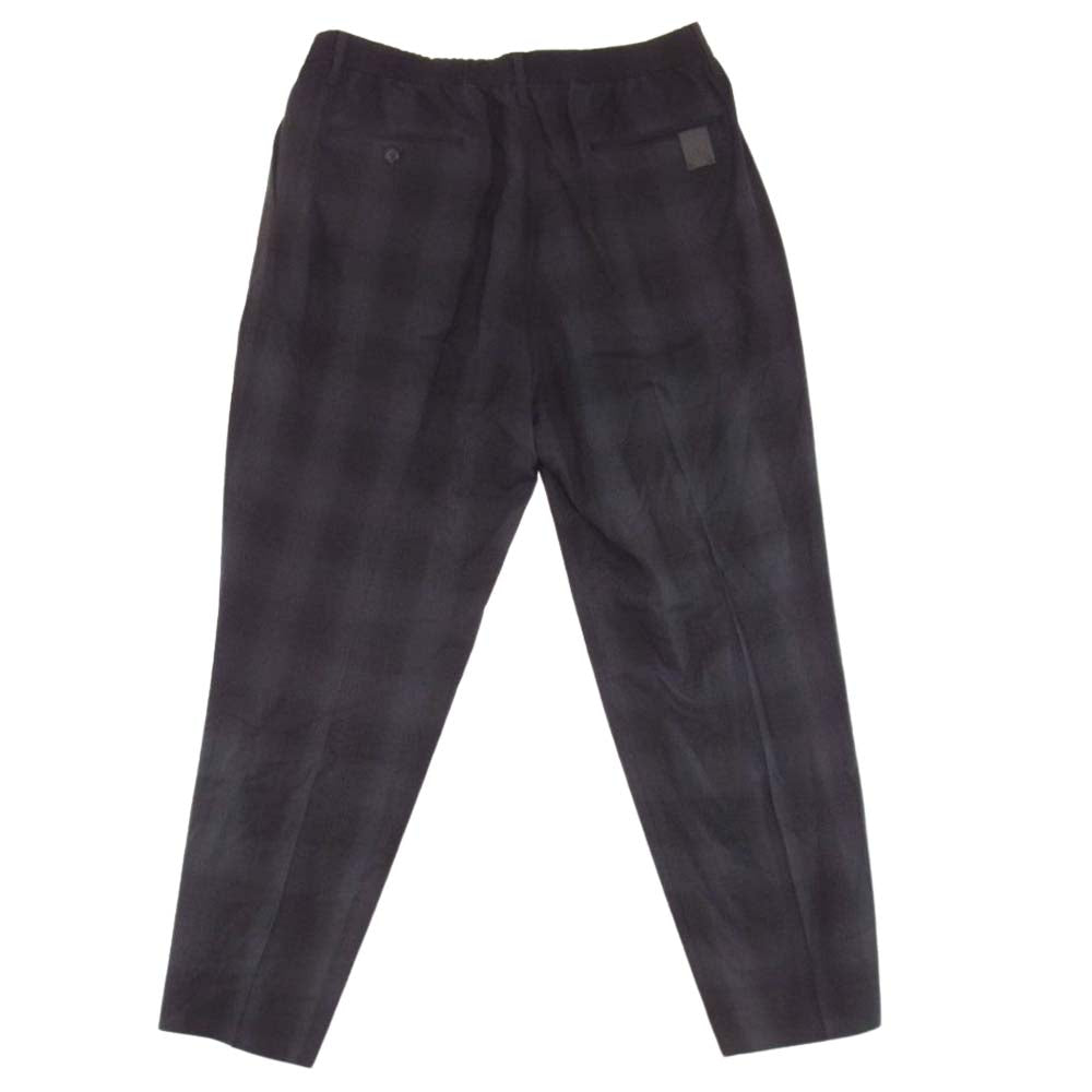 N.HOOLYWOOD エヌハリウッド 2212-PT07-010 WIDE EASY SLACKS 9分丈 ワイドテーパード イージー スラックス レーヨン チェック パンツ ネイビー系 42【中古】