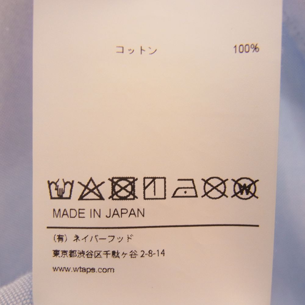 WTAPS ダブルタップス 22AW 222TQDT-SHM02 BD 01 /LS / COTTON. OXFORD. WUT ライトブルー系 04【中古】
