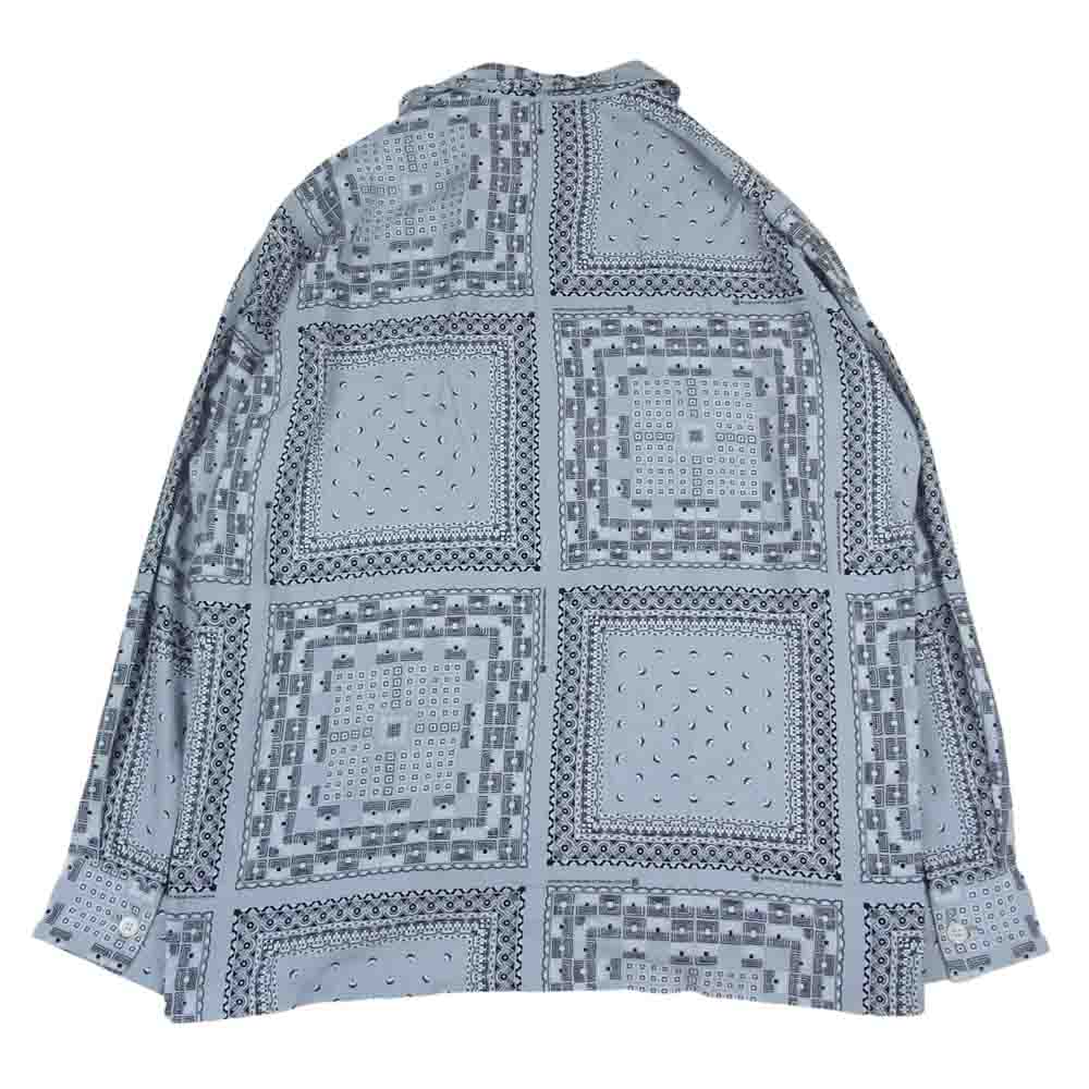 N.HOOLYWOOD エヌハリウッド 22AW 1223-SH02-003 GEOMETRIC PATTERN OPEN COLLAR LONG SLEEVE SHIRT ドロップショルダー ボックスシルエット オープンカラー シャツ 長袖 グレー系 44【中古】