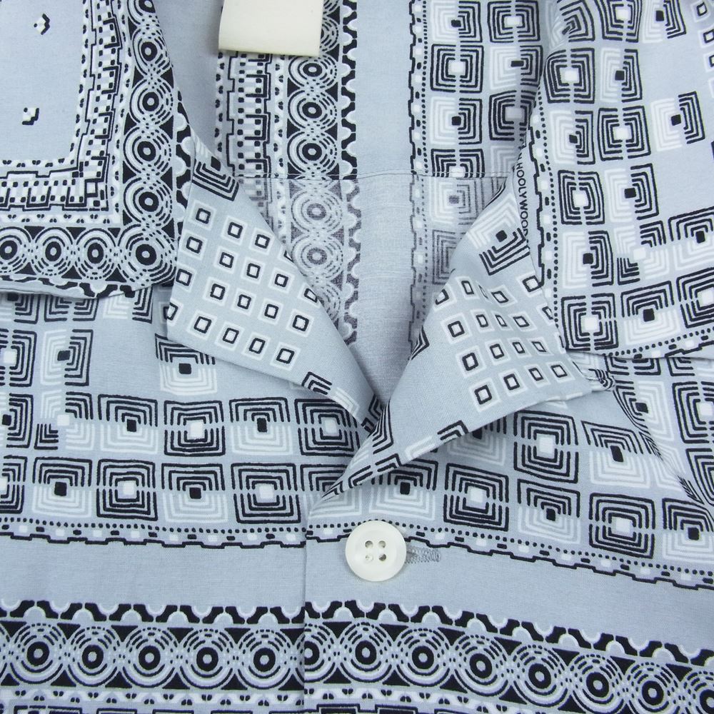 N.HOOLYWOOD エヌハリウッド 22AW 1223-SH02-003 GEOMETRIC PATTERN OPEN COLLAR LONG SLEEVE SHIRT ドロップショルダー ボックスシルエット オープンカラー シャツ 長袖 グレー系 44【中古】