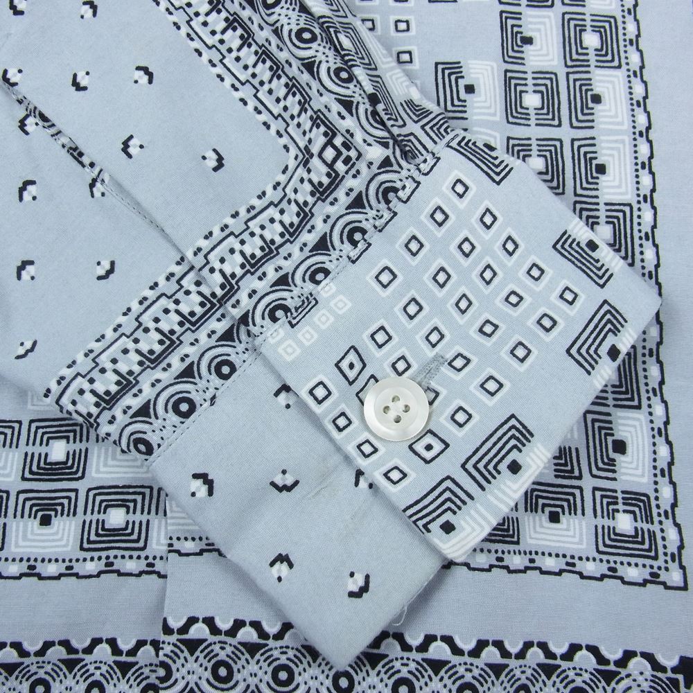 N.HOOLYWOOD エヌハリウッド 22AW 1223-SH02-003 GEOMETRIC PATTERN OPEN COLLAR LONG SLEEVE SHIRT ドロップショルダー ボックスシルエット オープンカラー シャツ 長袖 グレー系 44【中古】