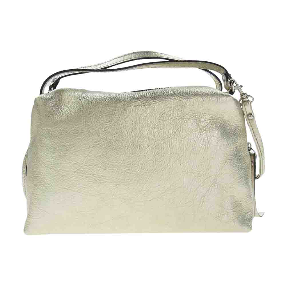 ジャンニキアリーニ  アリファ M シルバー 2Way ハンド ショルダー バッグ ゴールド系【中古】