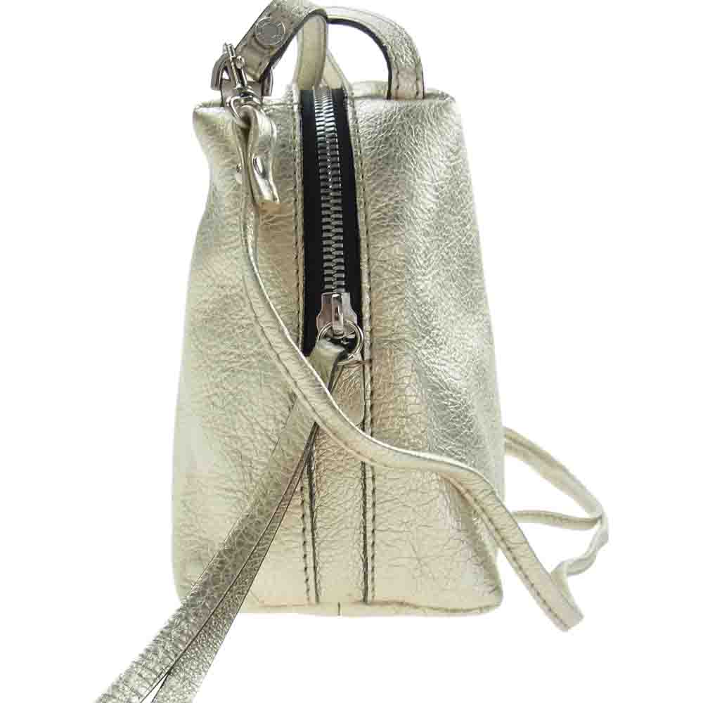 ジャンニキアリーニ  アリファ M シルバー 2Way ハンド ショルダー バッグ ゴールド系【中古】