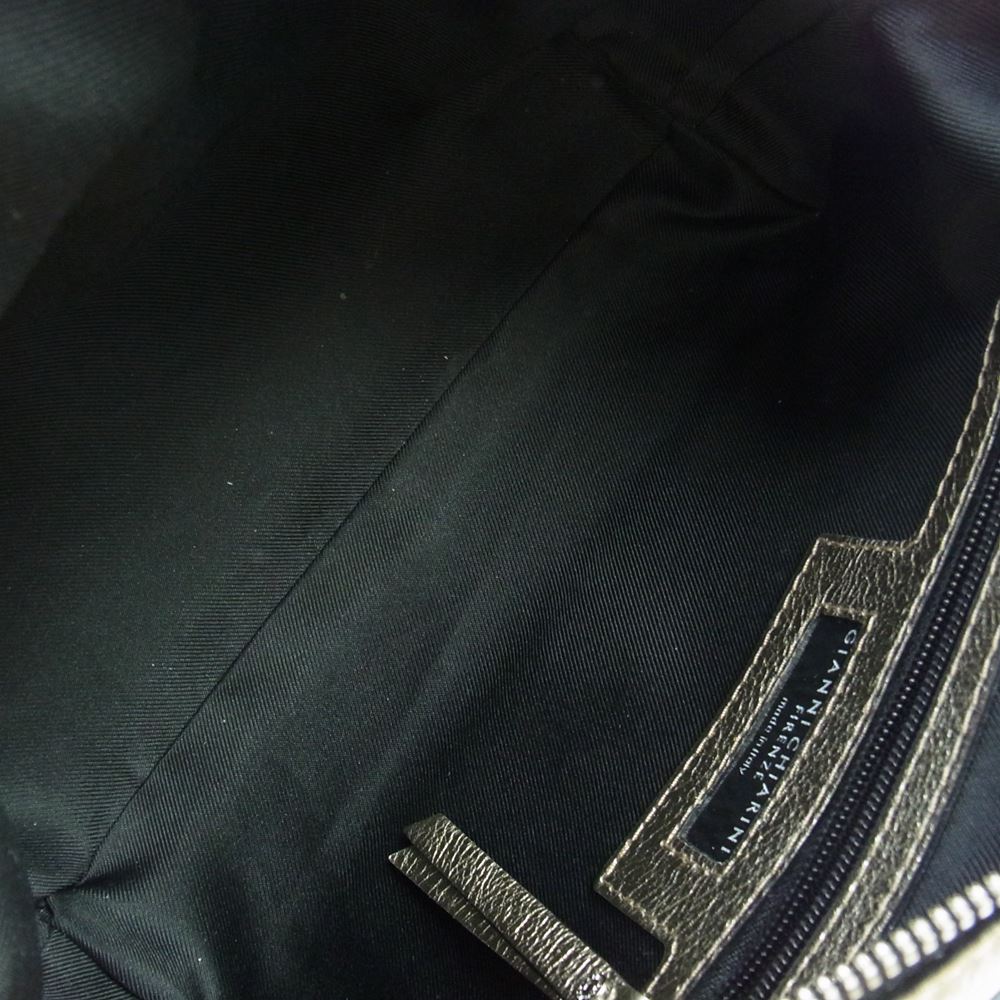 ジャンニキアリーニ  アリファ M シルバー 2Way ハンド ショルダー バッグ ゴールド系【中古】