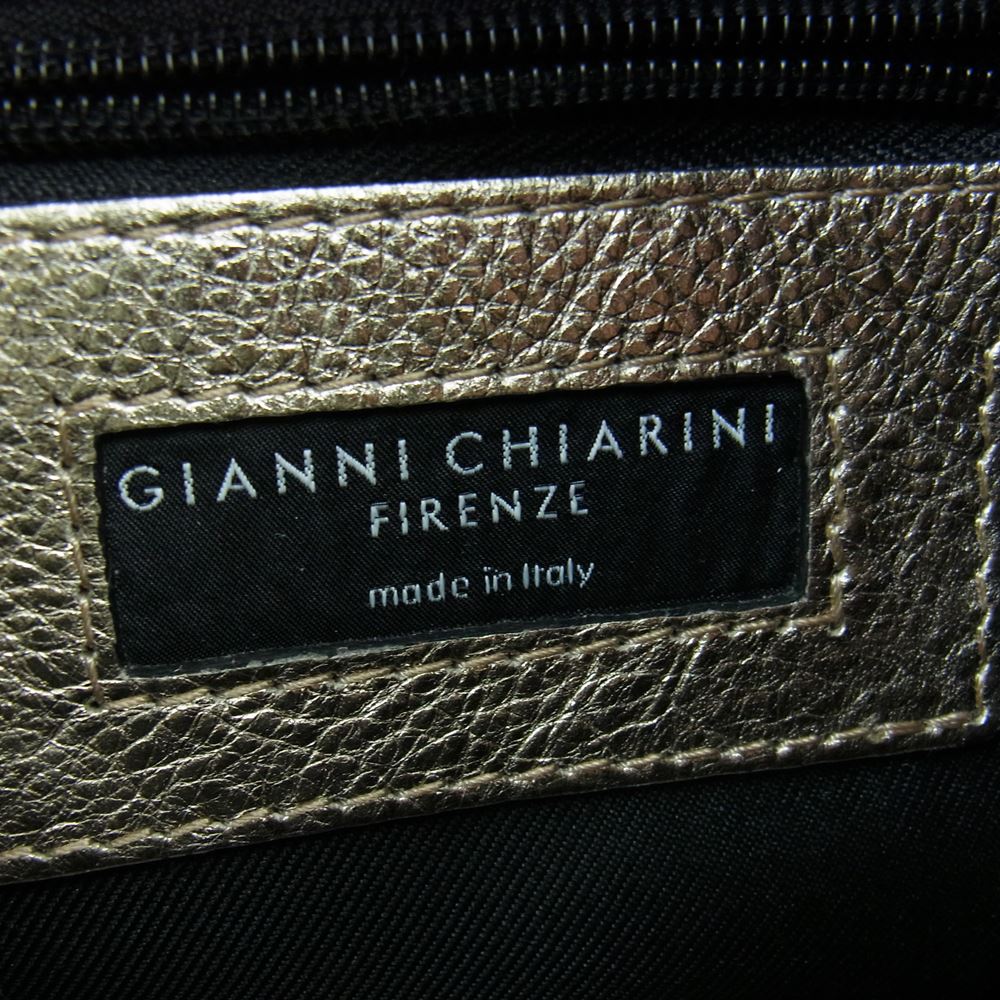 ジャンニキアリーニ  アリファ M シルバー 2Way ハンド ショルダー バッグ ゴールド系【中古】