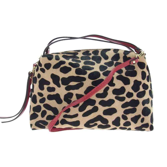 ジャンニキアリーニ  アリファ M レオパード ハラコ 2Way ハンド ショルダー バッグ マルチカラー系【中古】