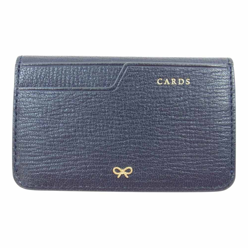 Anya Hindmarch アニヤ・ハインドマーチ ZANY フェイス カードケース ダークネイビー系 ピンク系【美品】【中古】